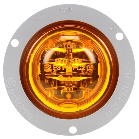 Truck-Lite 10 Series, High Profile, Led, Yellow Round, 8 Diode, Marker Clearance Light, Pc, Gray 10079Y